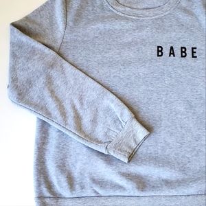 Grey BABE Crewneck Sweatshirt, Size S/M